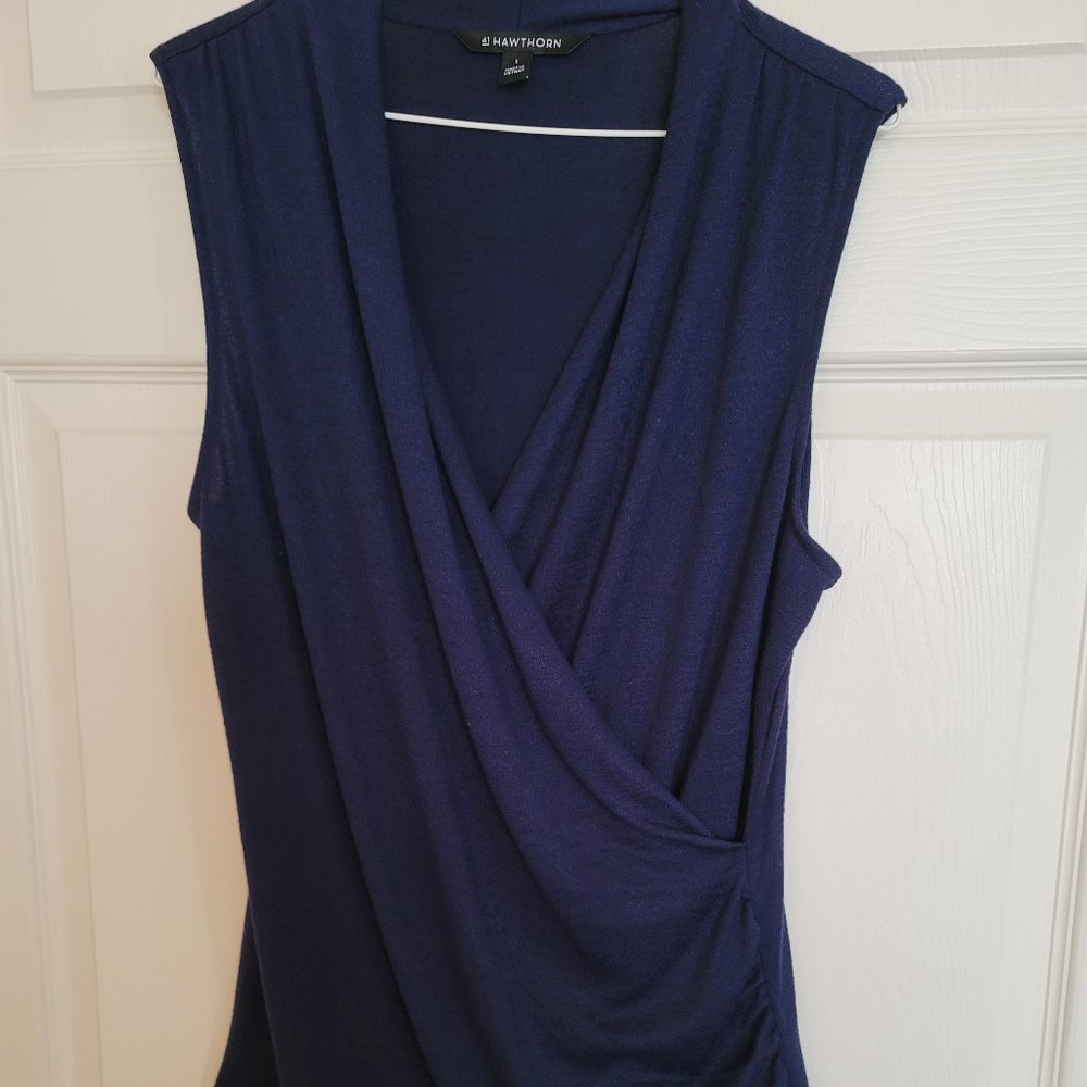 41 Hawthorne Bennie Wrap Front Ruched Knit Top Sz L